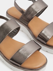 Yours Curve Grey Extra-Wide Fit Faux Leather Padded Wedge Sandals - Image 3 of 3