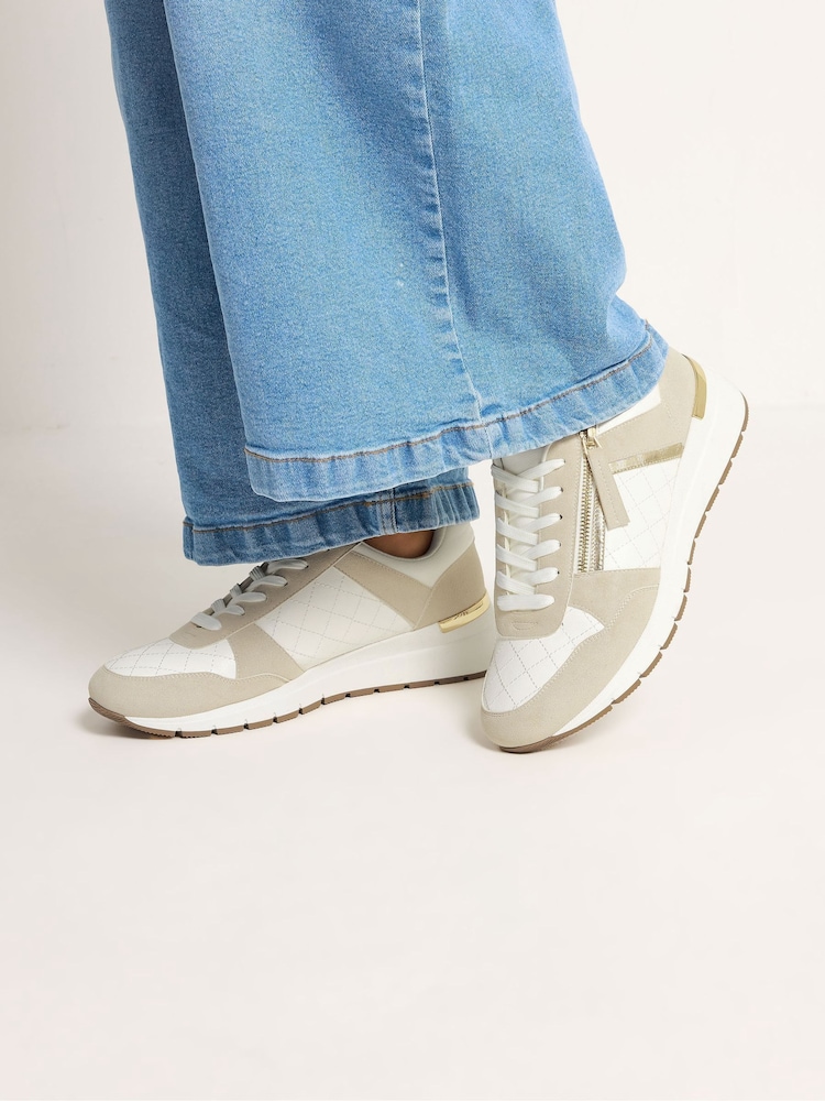 Yours Curve White Wide Fit Quilted Wedge Trainers - Image 1 of 4