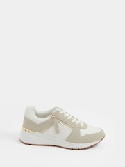 Yours Curve White Wide Fit Quilted Wedge Trainers - Image 2 of 4