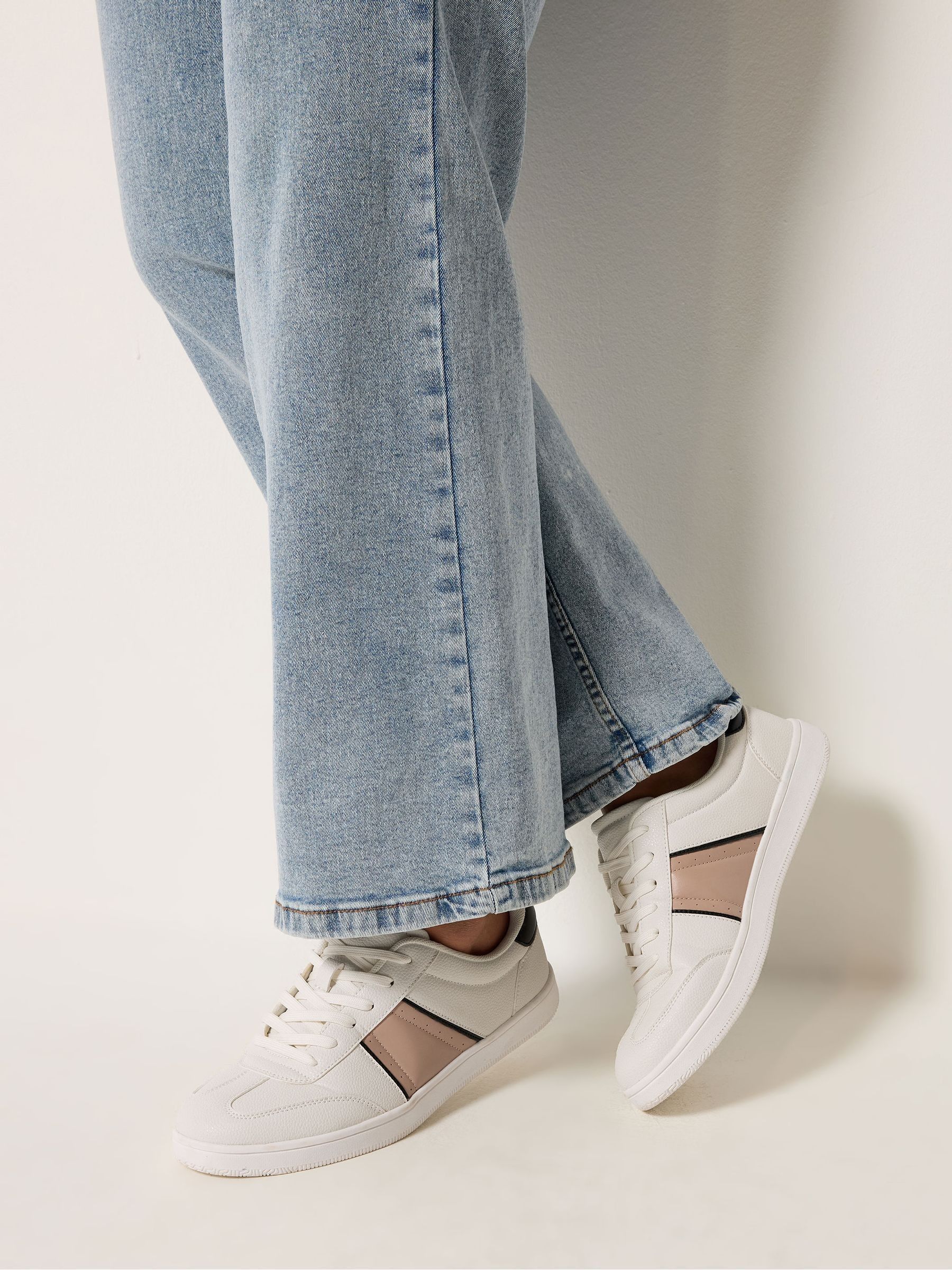 Yours Curve Women's White Extra-Wide Fit Panelled Trainers