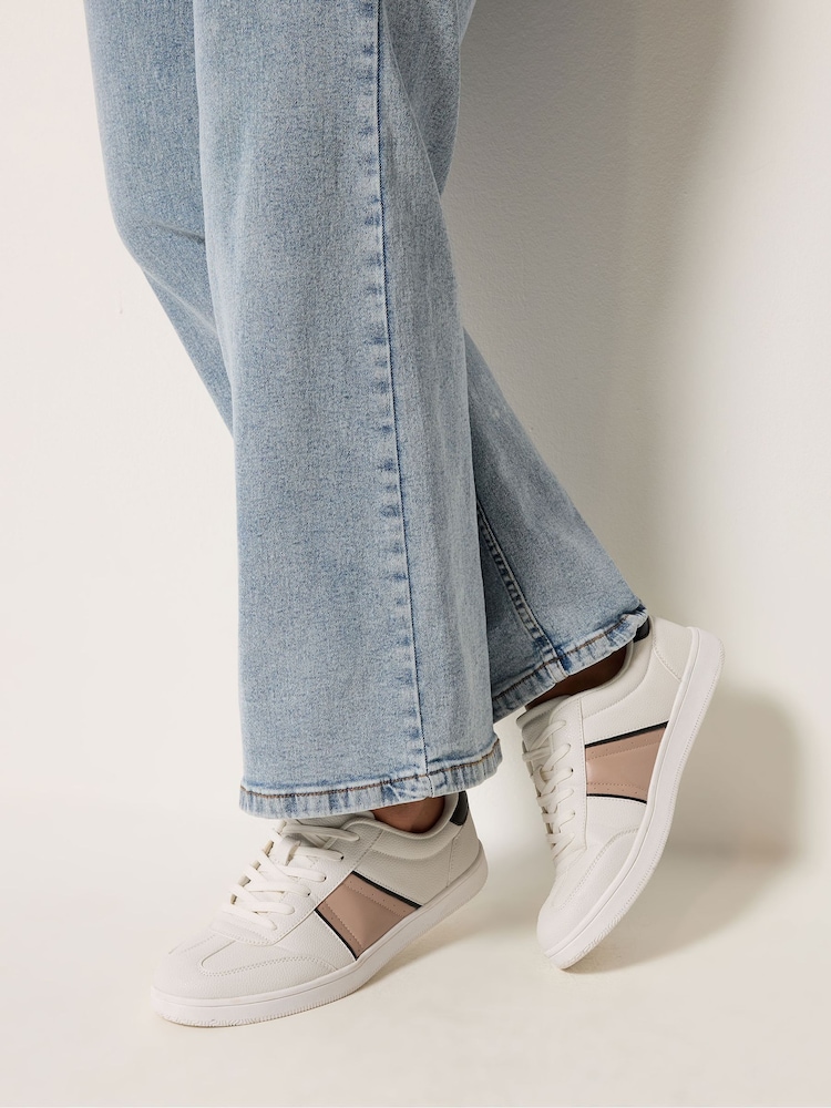 Yours Curve White Extra-Wide Fit Panelled Trainers - Image 1 of 1