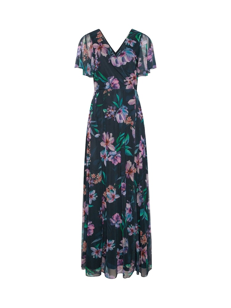 Long Tall Sally Blue Floral Mesh Wrap Maxi Dress - Image 5 of 5