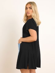 Yours Curve Black Grown On Sleeve Jersey Cardigan - Image 3 of 6