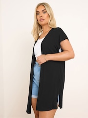 Yours Curve Black Grown On Sleeve Jersey Cardigan - Image 4 of 6