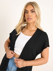 Yours Curve Black Grown On Sleeve Jersey Cardigan - Image 5 of 6