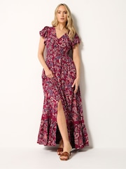 Long Tall Sally Red Floral Button Through Maxi Dress - Image 2 of 5