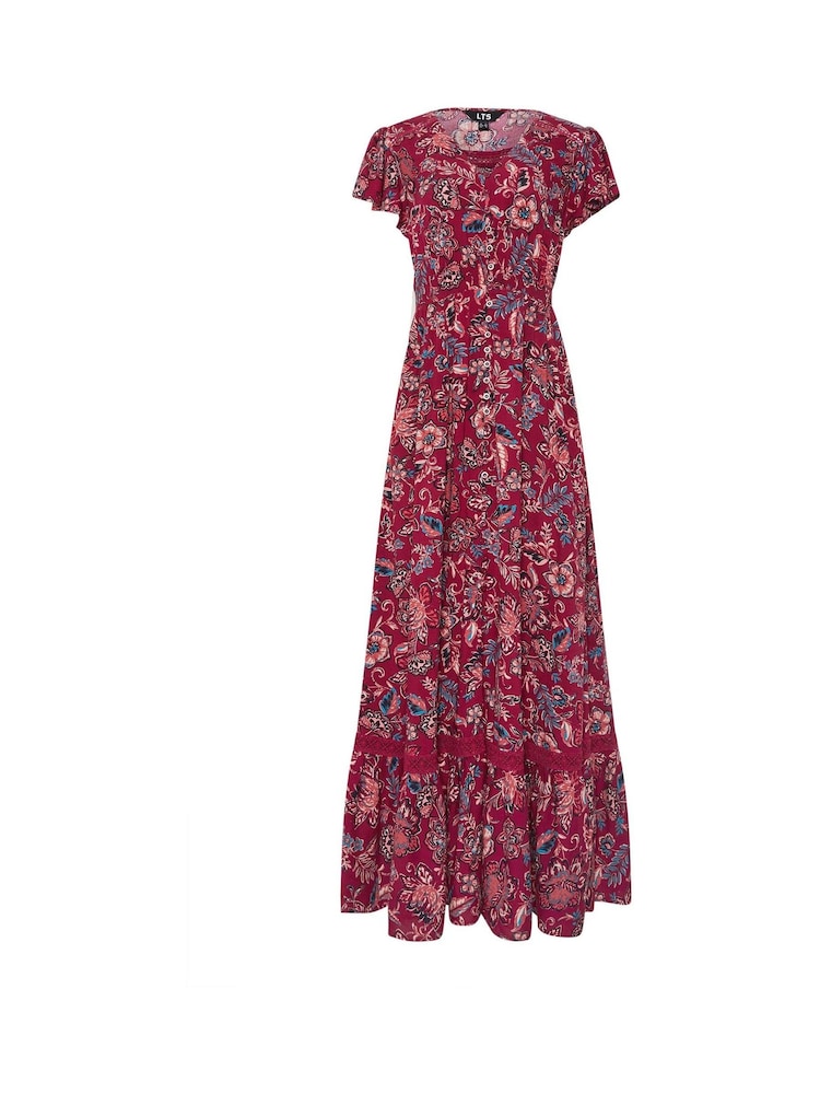 Long Tall Sally Red Floral Button Through Maxi Dress - Image 5 of 5