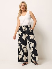 Yours Curve Black Wide Leg Trousers - Image 2 of 5