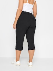 Yours Curve Black Cool Cotton Cropped Trousers 2 Pack - Image 4 of 8