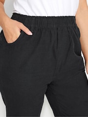 Yours Curve Black Cool Cotton Cropped Trousers 2 Pack - Image 5 of 8