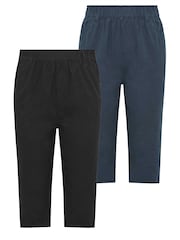 Yours Curve Black Cool Cotton Cropped Trousers 2 Pack - Image 6 of 8