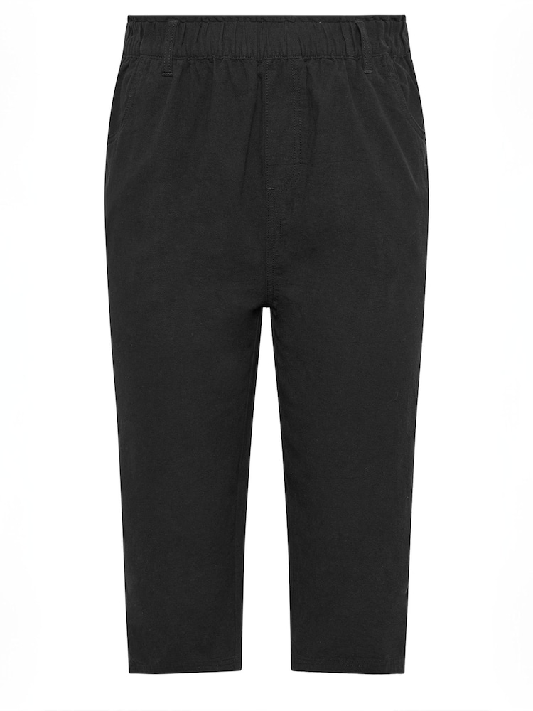Yours Curve Black Cool Cotton Cropped Trousers 2 Pack - Image 8 of 8