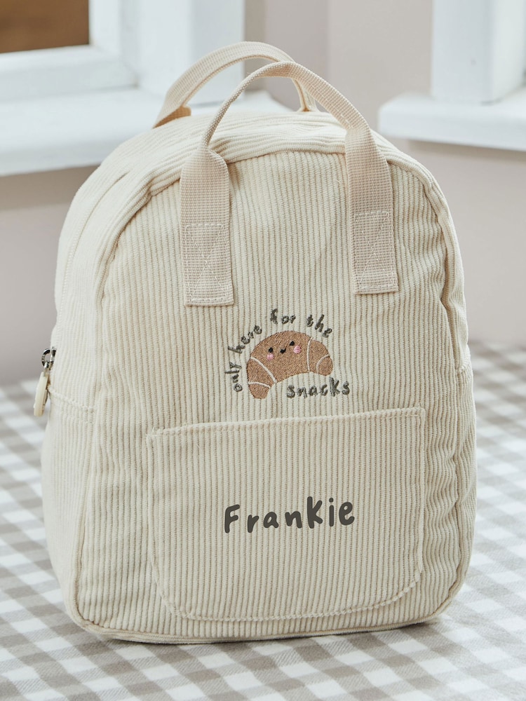 My 1st Years Personalised Breakfast Club Ecru Cord Backpack - Image 1 of 4