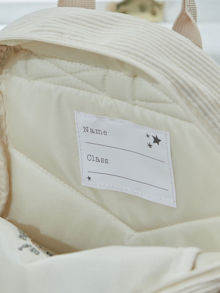 My 1st Years Personalised Breakfast Club Ecru Cord Backpack - Image 4 of 4