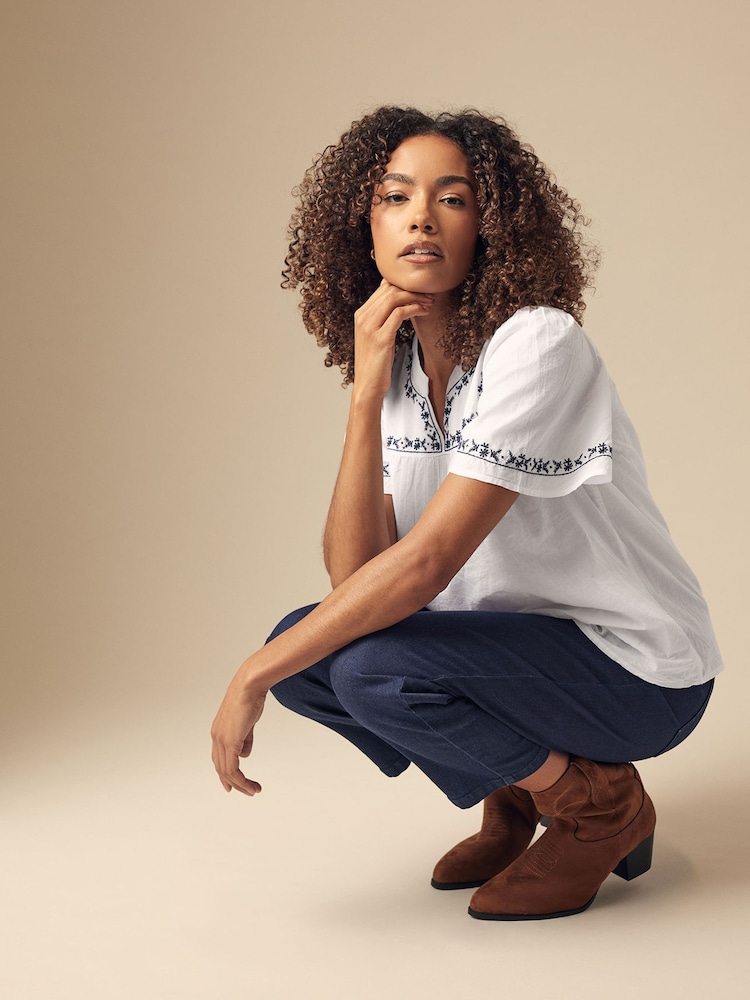 M&Co Blue Cropped Jeans - Image 1 of 4