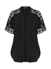 Yours Curve Black Crochet Sleeve Kimono - Image 5 of 5