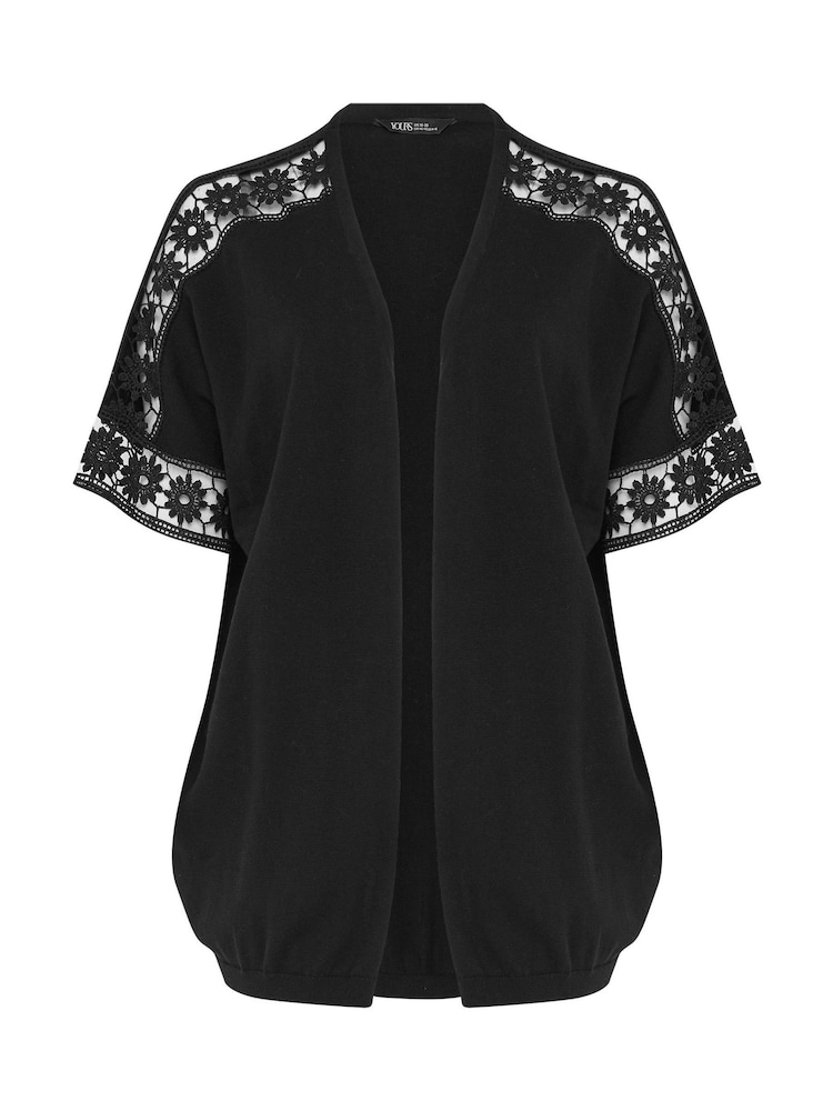 Yours Curve Black Crochet Sleeve Kimono - Image 5 of 5