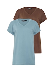 حزمة من 2 تيشرتات برقبة سبعة من Long Tall Sally - صورة 1 من 7