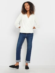 M&Co Cream 3/4 Sleeve Wrap Top - Image 4 of 4