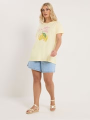 Yours Curve White Beaded Lemon Graphic T-Shirt - Image 2 of 5