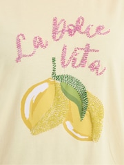 Yours Curve White Beaded Lemon Graphic T-Shirt - Image 4 of 5