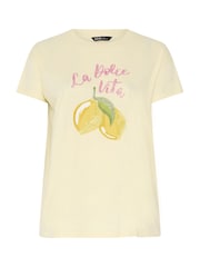 Yours Curve White Beaded Lemon Graphic T-Shirt - Image 5 of 5