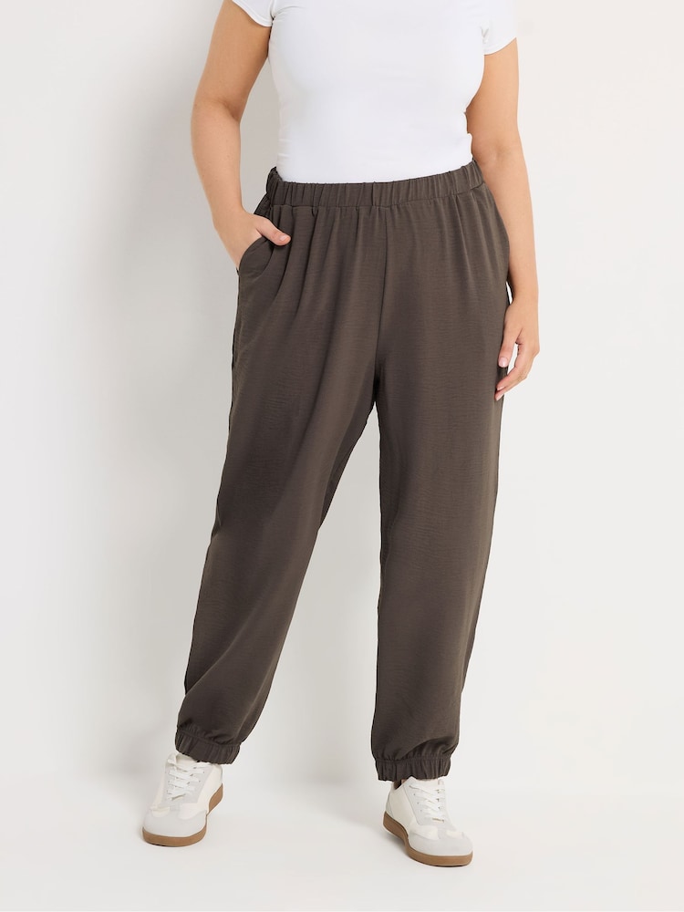 Yours Curve Brown Airflow Balloon Trousers - Image 1 of 5