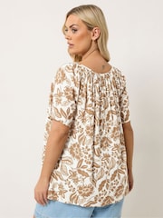 Yours Curve Natural Boho Pintuck Blouse - Image 4 of 6