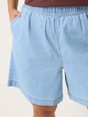 Yours Curve Blue Denim Shorts - Image 4 of 5