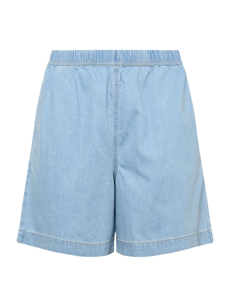 Yours Curve Blue Denim Shorts - Image 5 of 5