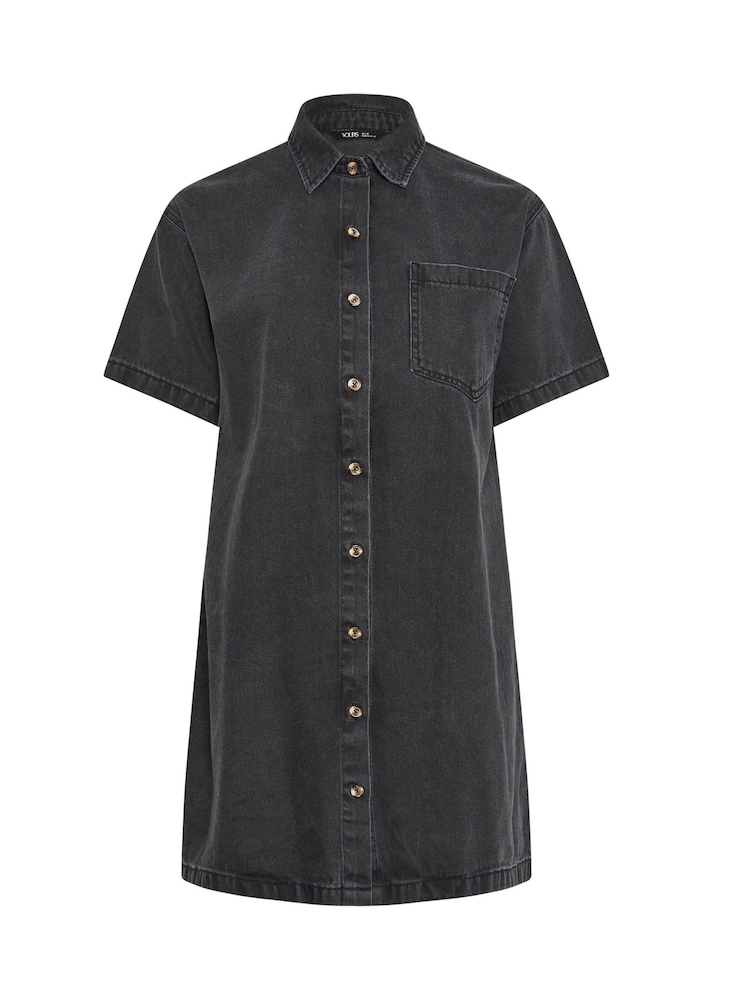 Yours Curve Black Denim Shirt Dress - Image 2 of 2