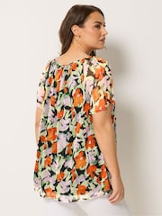 Negro - Blusa con pinzas estilo boho de Yours Curve - Imagen 2 de 5