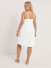 Yours Curve White Crochet Crinkle Mini Dress - Image 3 of 4