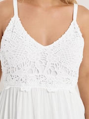 Yours Curve White Crochet Crinkle Mini Dress - Image 4 of 4