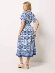 M&Co Blue Border Trim Dress - Image 3 of 5