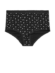 Yours Curve Black Heart Print Mono Full Briefs 5 Pack - Image 8 of 10