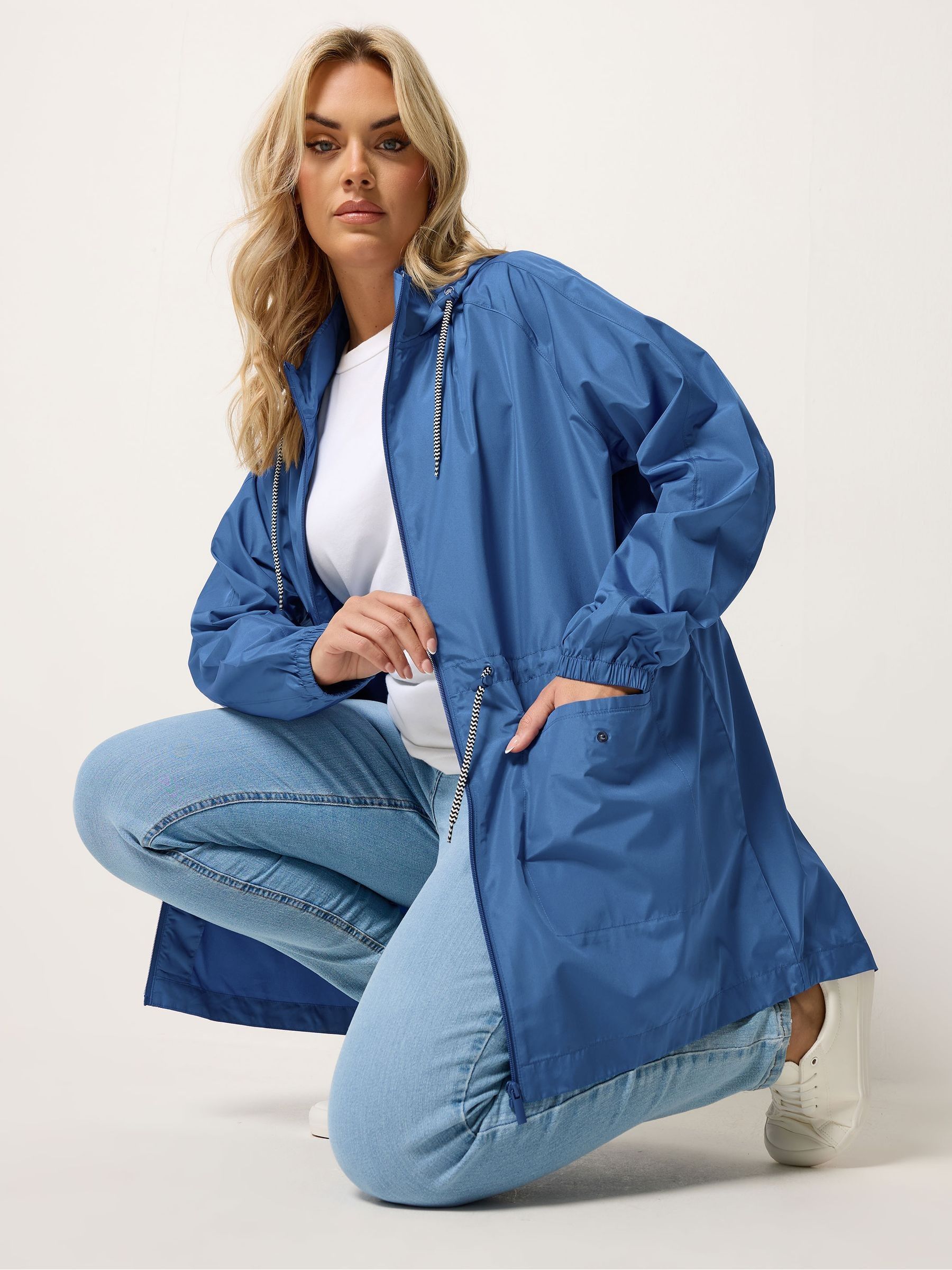 Yours Curve Women's Light Blue Showerproof Lightweight Jacket