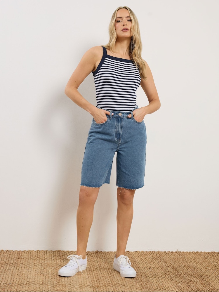 Long Tall Sally Blue Denim Bermuda Shorts - Image 2 of 5 Long Tall Sally Blue Denim Bermuda Shorts - Image 2 of 5