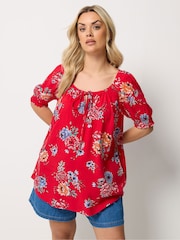 Yours Curve Red Boho Blouse - Image 1 of 5