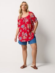 Yours Curve Red Boho Blouse - Image 2 of 5