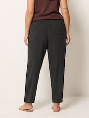 Yours Curve Black Chambray Barrel Trousers - Image 2 of 5