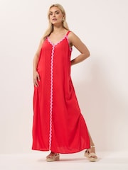 Yours Curve Red Contrast Maxi Dress - Image 2 of 5
