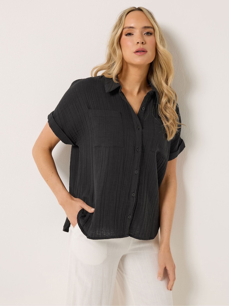 Long Tall Sally Black Cheesecloth Grown On Sleeve Shirt - Image 2 of 6