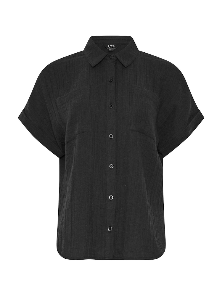 Long Tall Sally Black Cheesecloth Grown On Sleeve Shirt - Image 6 of 6