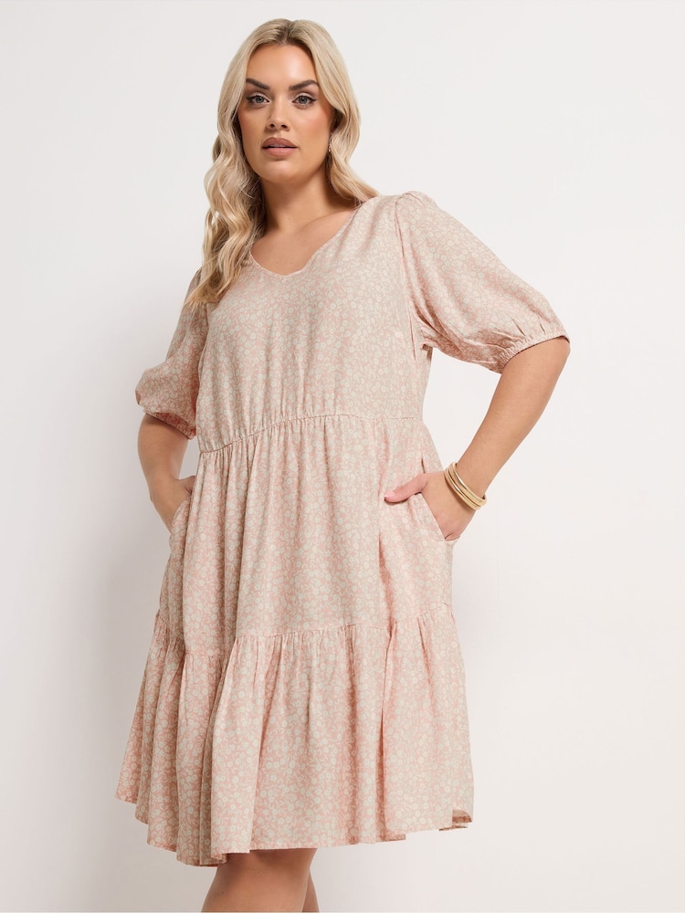 Ροζ - Μίνι φόρεμα με τιράντες Yours Curve Ditsy σε λεπτή γραμμή - Εικόνα 1 από 5