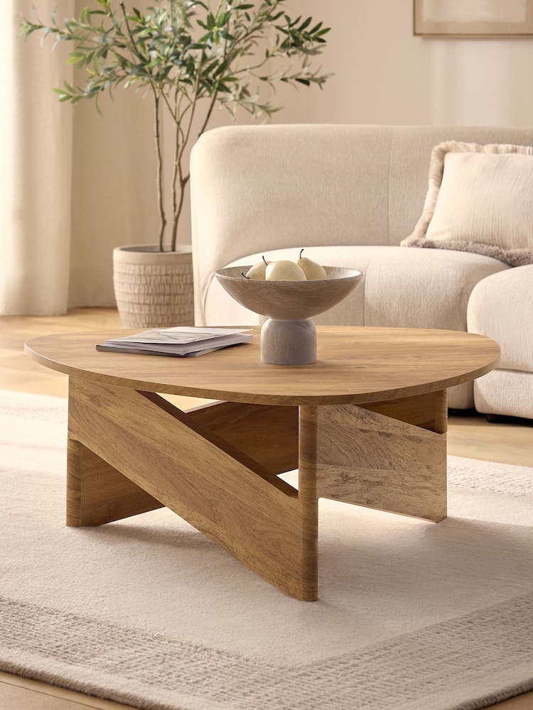 Mid Natural Arches Mango Wood Effect Standard Coffee Table - Image 1 of 7 Mid Natural Arches Mango Wood Effect Standard Coffee Table - Image 1 of 7