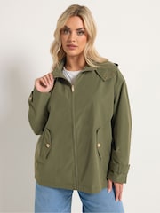 Yours Curve Green Military Button Jacket - Image 2 of 6