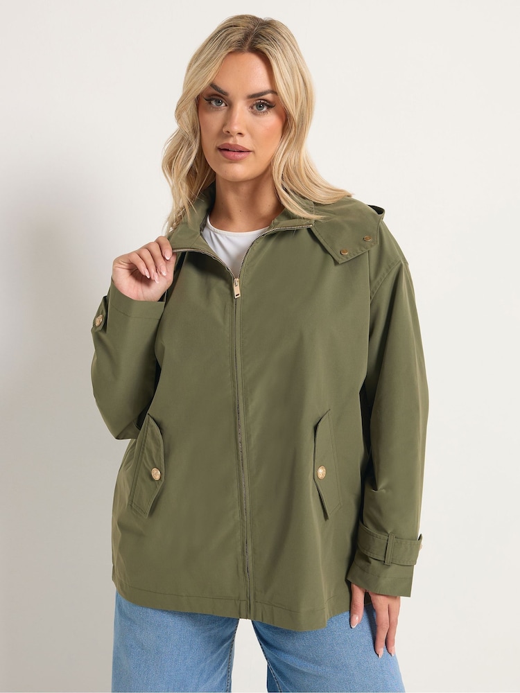 Yours Curve Green Military Button Jacket - Image 2 of 6