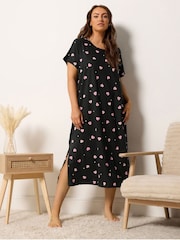 Yours Curve Black Midaxi Nightdress - Image 1 of 5