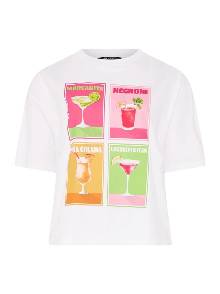 Yours Curve White Limited Cocktail Graphic T-Shirt - Image 5 of 5